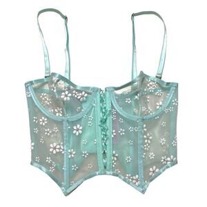 Savage X Fenty Puff Daisy Unlined Bustier Mint Hint Green Size Small